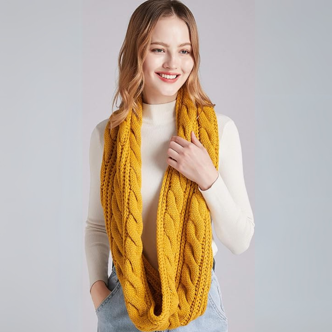 Versatile women's warm ribbed winter scarf. Knitted for ultimate softness & style.