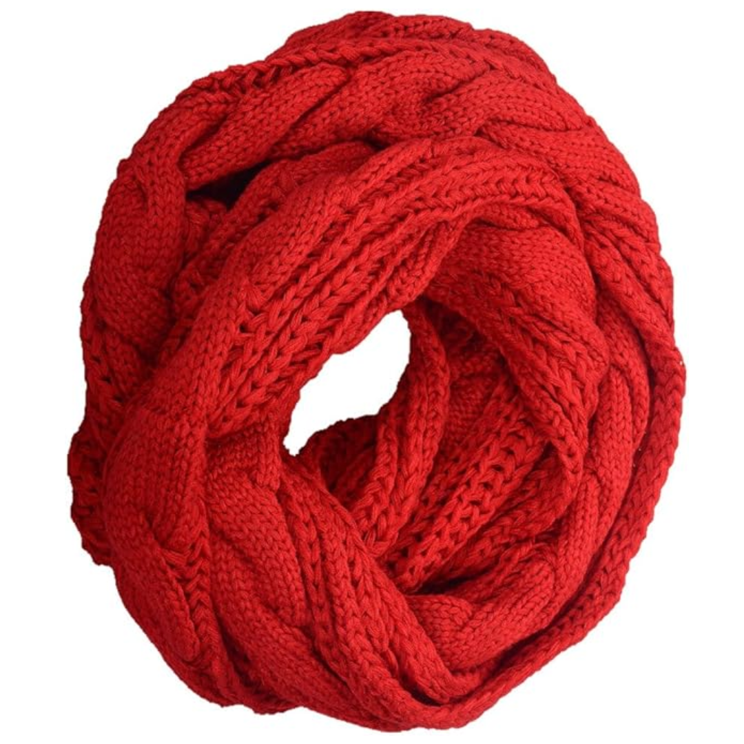Fashionable women's knitted scarf. Warm & soft ribbed texture for winter style.