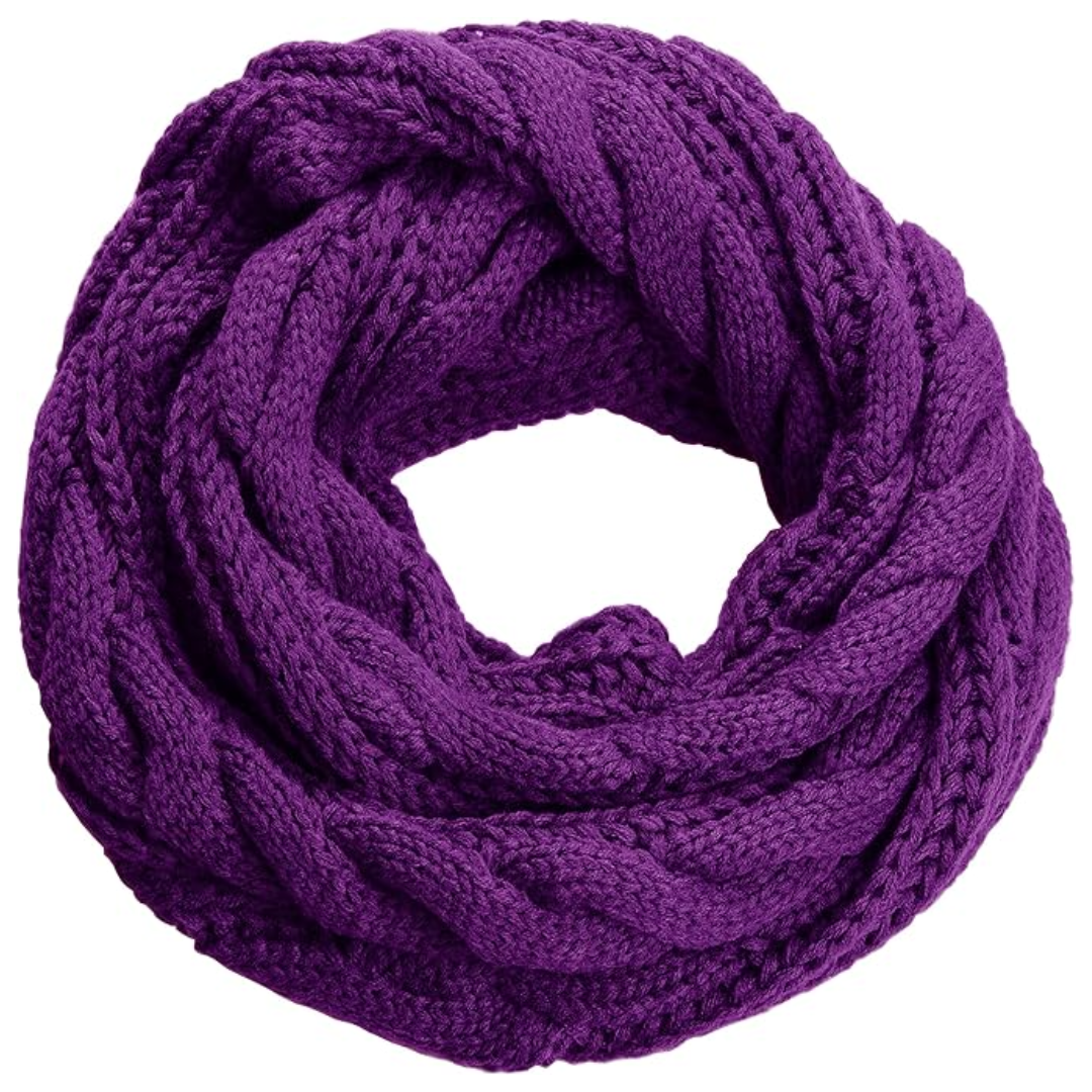 Close-up of the warm ribbed knit texture of a women's winter scarf. Ultimate softness.