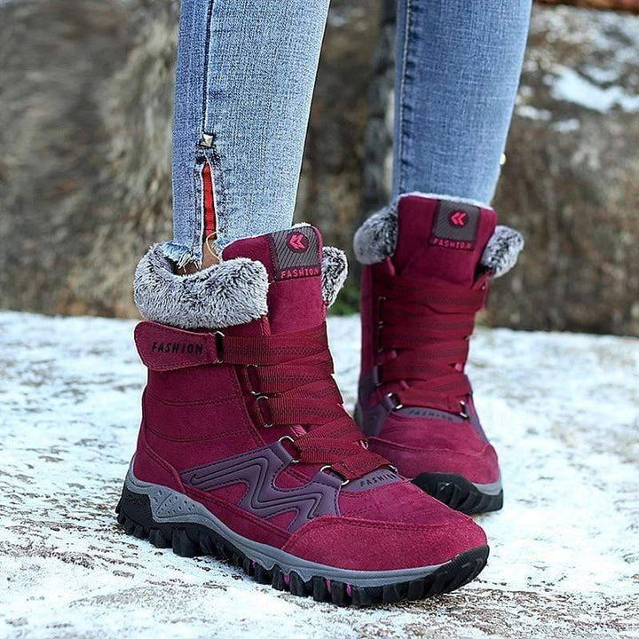 Stylish women's ankle-high suede winter boots for outdoor wear and cold weather comfort