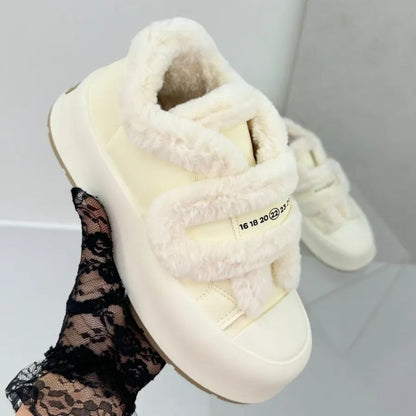 Seasonal women's warm slip-on shoes for winter, providing plush comfort and elegant casual style.