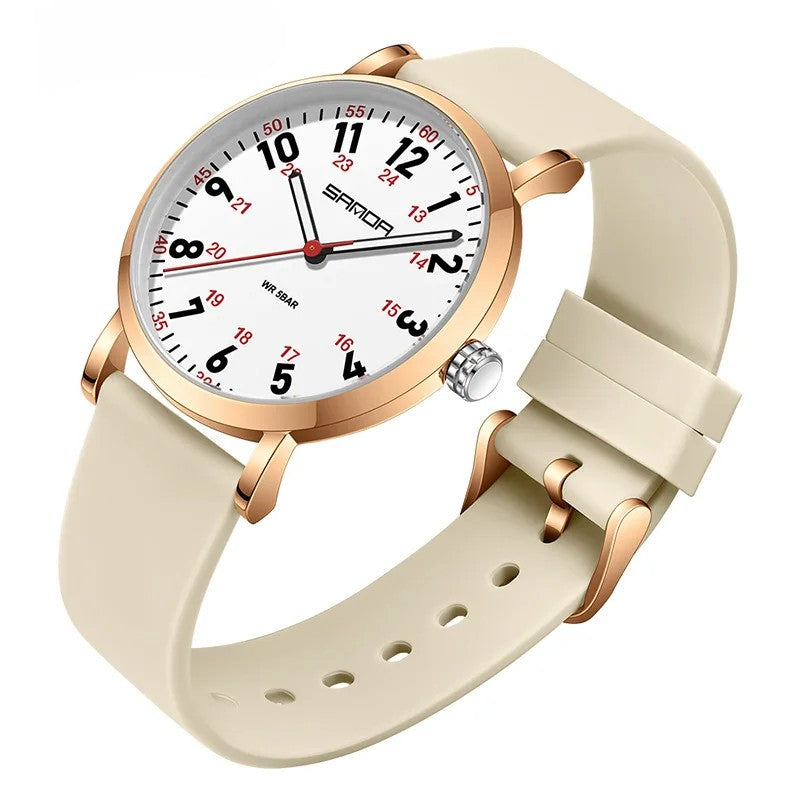 Waterproof women's watch for clinical timing. Features easy-read 24-hour display & luminous dial for healthcare professionals.