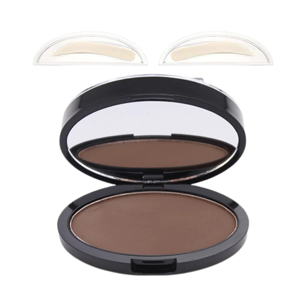 Sleek eyebrow stamp & stencil kit helps women create natural-looking, perfect brows. Waterproof cosmetic.