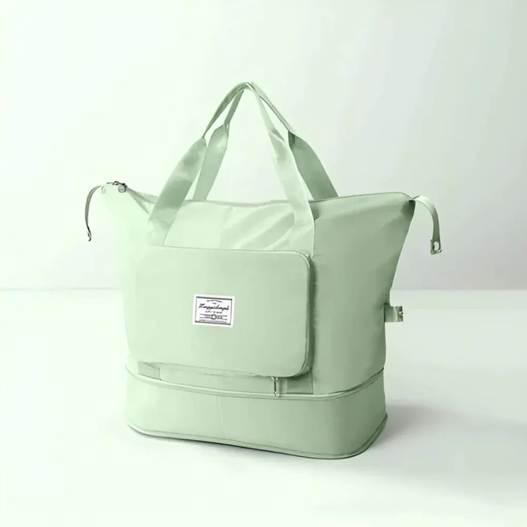 Convenient women's foldable travel duffel bag. Waterproof, lightweight, and spacious for all your weekend trip needs.