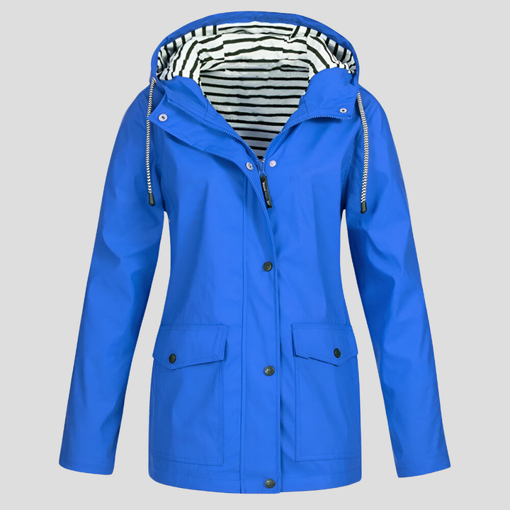 Versatile women's windbreaker & waterproof hooded jacket, ideal casual outerwear for any weather.
