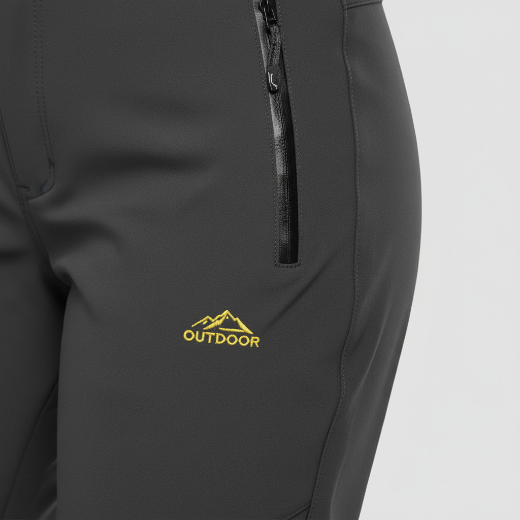Detail of Lydia women's waterproof insulated winter pants, showcasing durable fabric & warm lining for comfort.