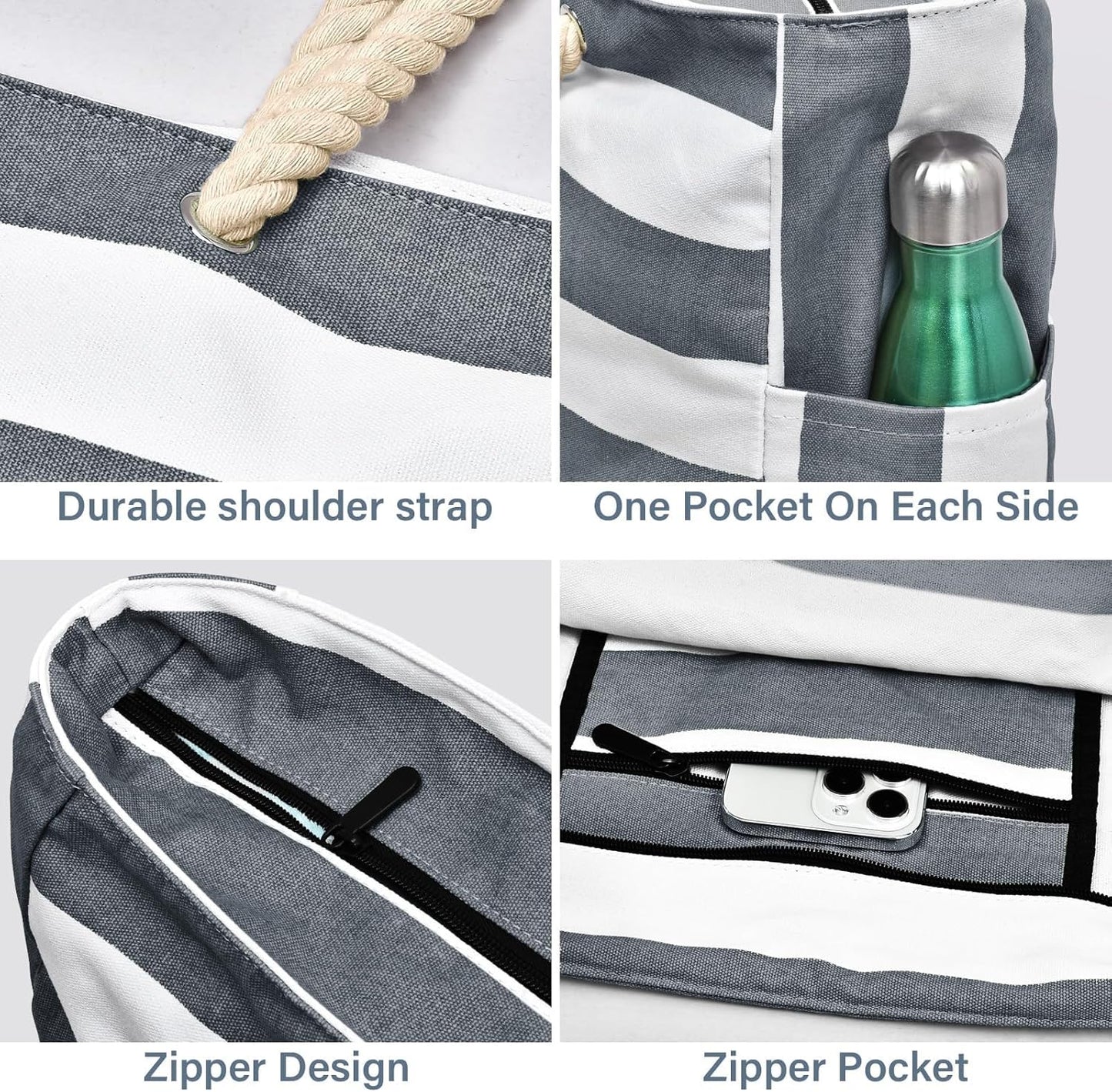 Secure zippered women's waterproof large capacity bag.