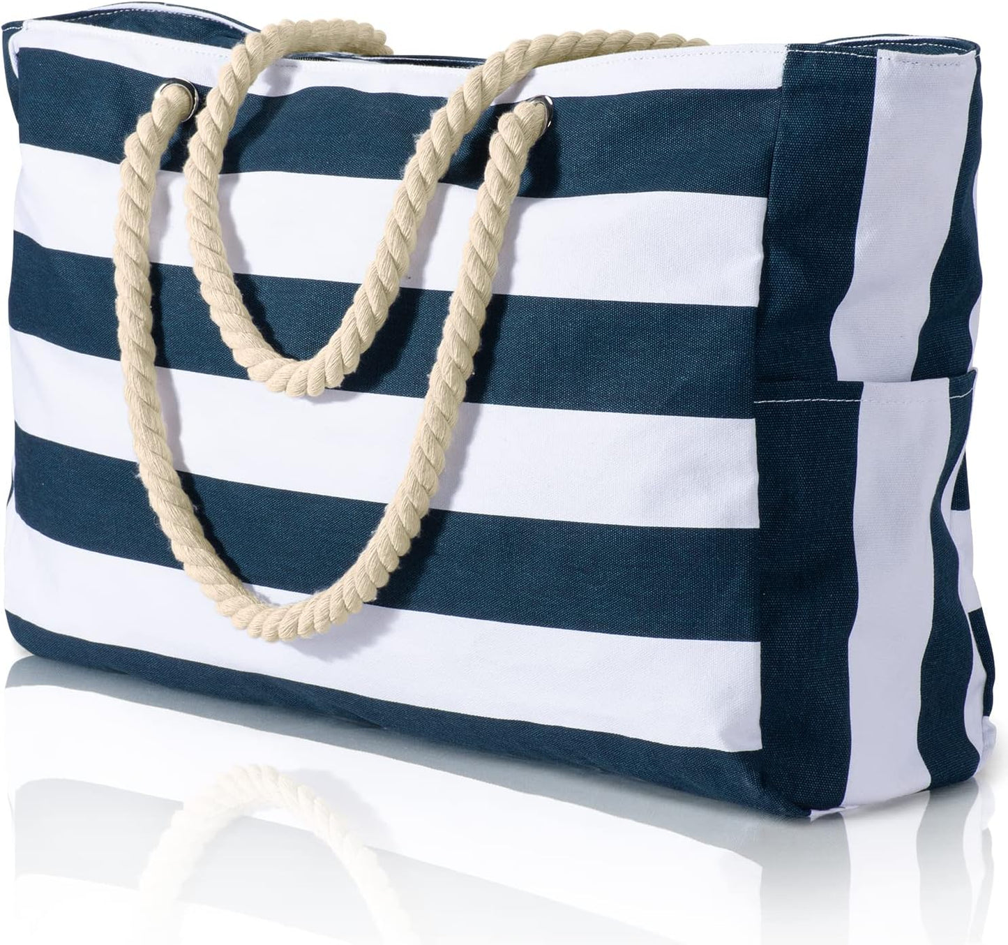 Women's waterproof tote with robust, smooth zipper closure.