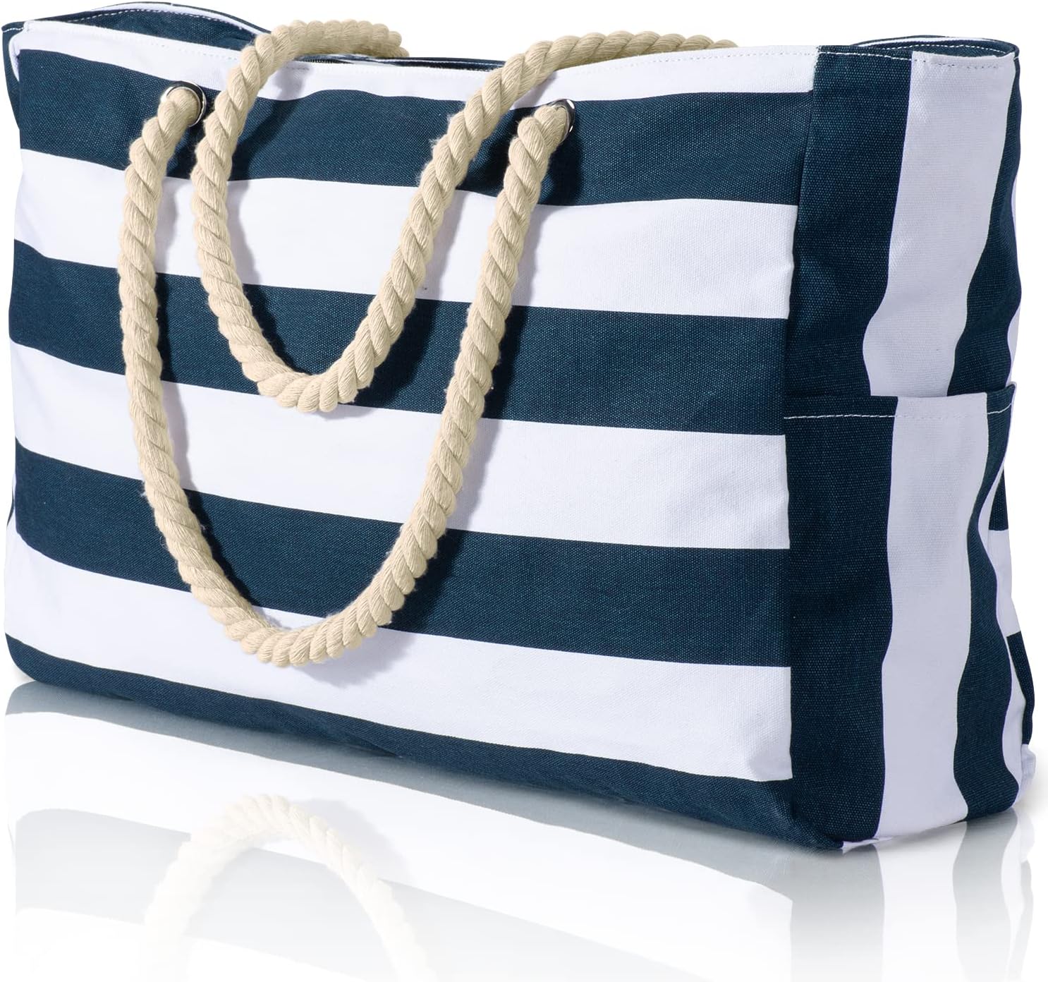 Women's waterproof tote with robust, smooth zipper closure.