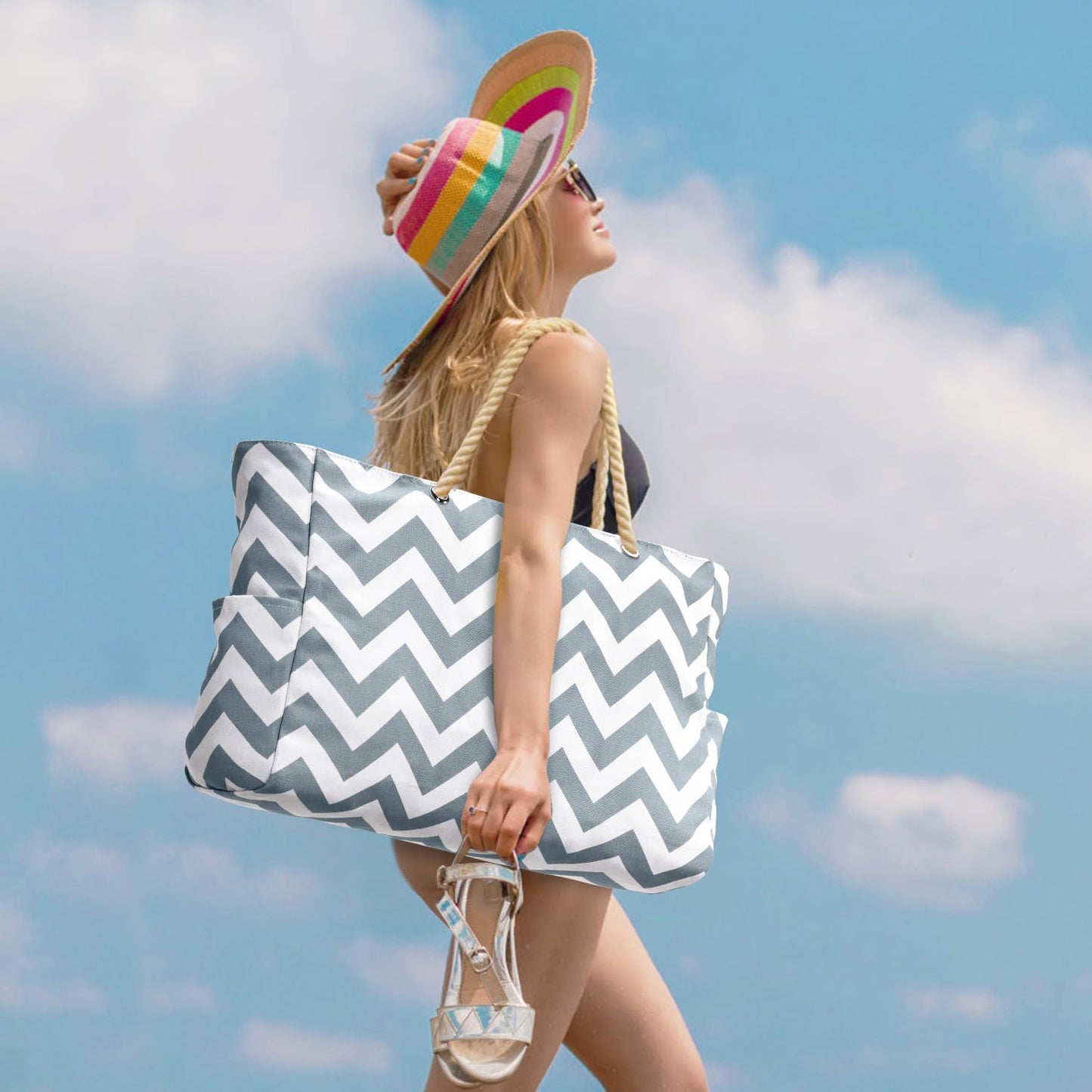 Women's waterproof beach tote, roomy and undeniably stylish.
