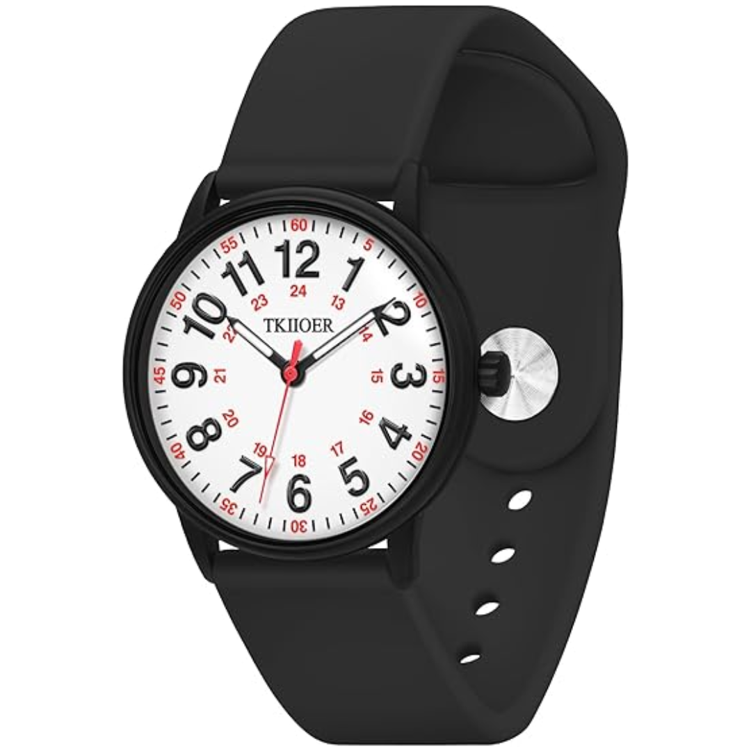 Durable women's medical watch with luminous dial, waterproof for hygiene & convenience.