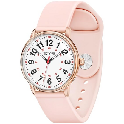 Women's waterproof nurse watch, featuring bright luminous hands for visibility.