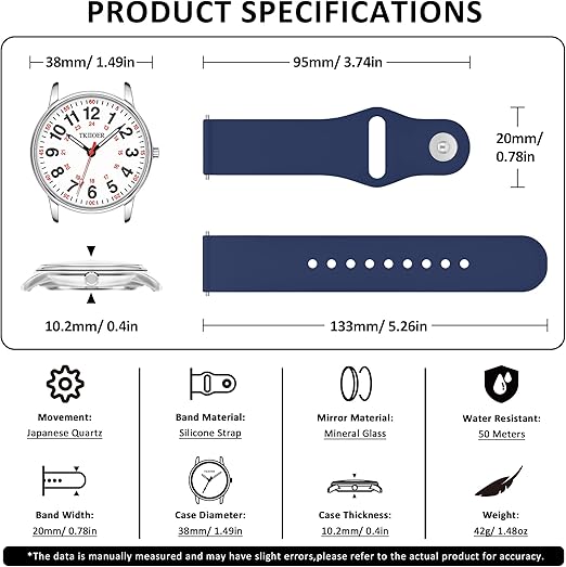 Precision women's nurses watch, luminous and waterproof, essential nurse gear.