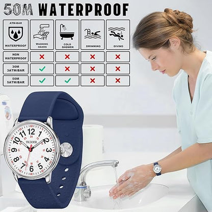 Waterproof women's watch for nurses, featuring a luminous dial and durable design.