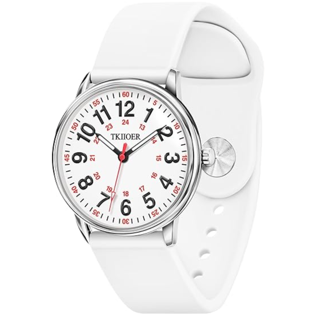 Medical-grade women's watch, waterproof with an easy-to-read luminous dial.