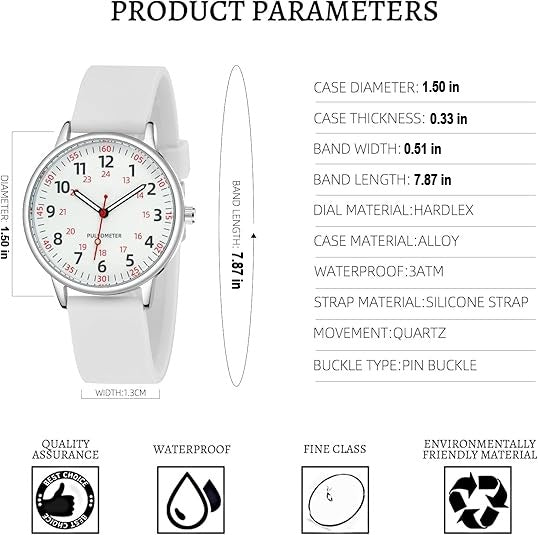 Professional women's nurses watch, waterproof and accurate, a key piece of clinic gear for medical staff & hygiene.