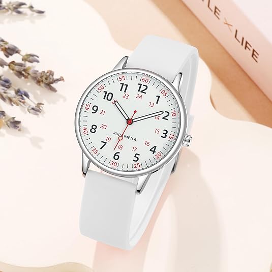 Stylish women's silicone nurse watch, waterproof and robust for demanding clinic environments & accurate time.