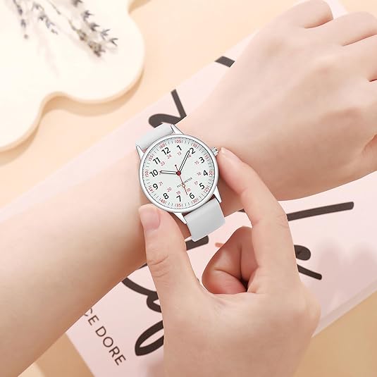 Professional women's medical watch, waterproof with an analog display for quick, accurate time readings.