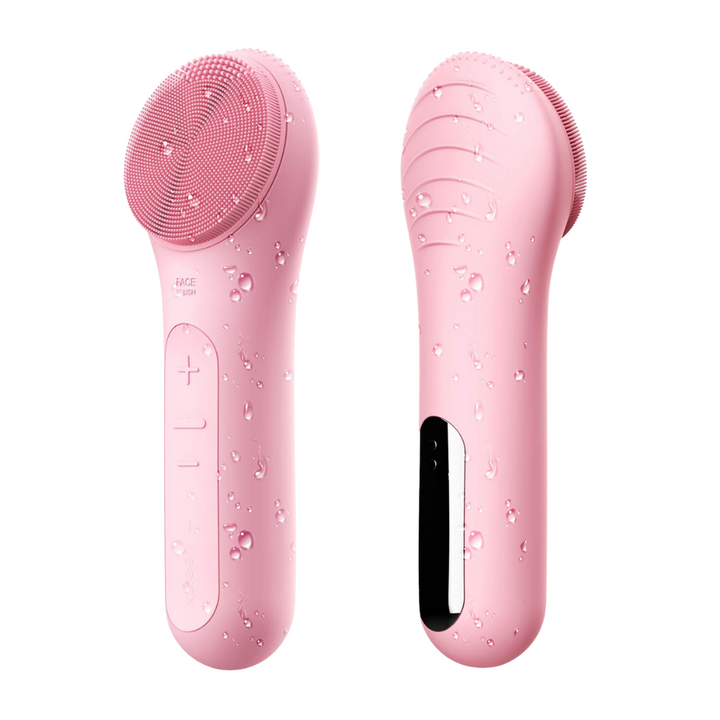 Women's waterproof rechargeable facial cleansing brush for deep exfoliation & skincare.