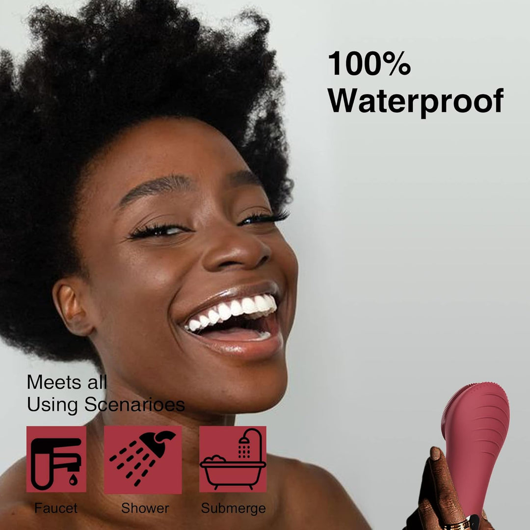 Women's waterproof rechargeable facial cleansing brush, massager, & exfoliation tool.