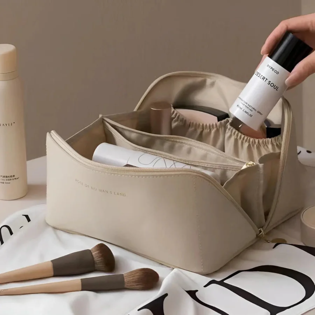 Essential waterproof travel cosmetic bag, keeping makeup & toiletries organized on the go.
