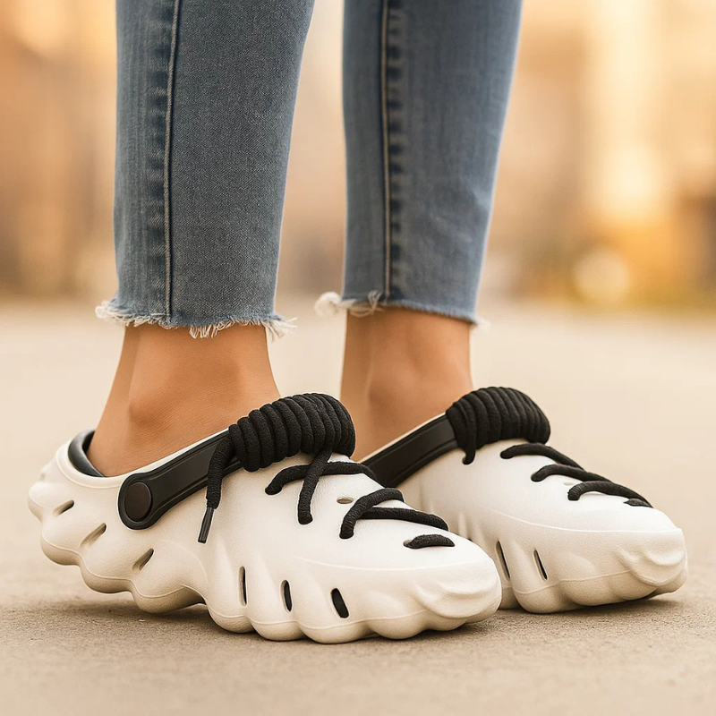 Stylish women's casual clogs, Wayfarer design with laces for everyday comfort.
