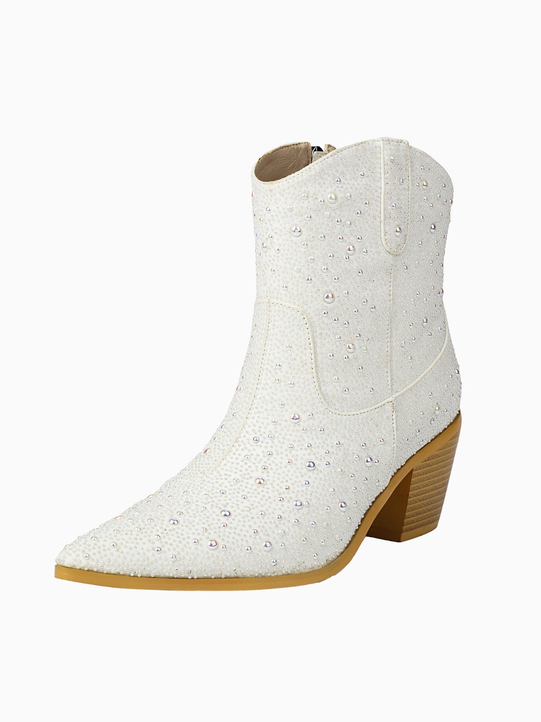 Elegant white bridal cowgirl boots, perfect for a wedding or special occasion.