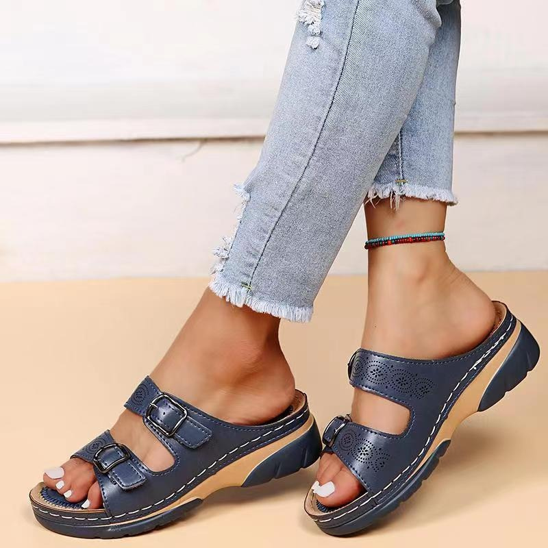 Women's orthopedic sandals with a cushioned sole and wide fit, perfect for foot health and summer wear.