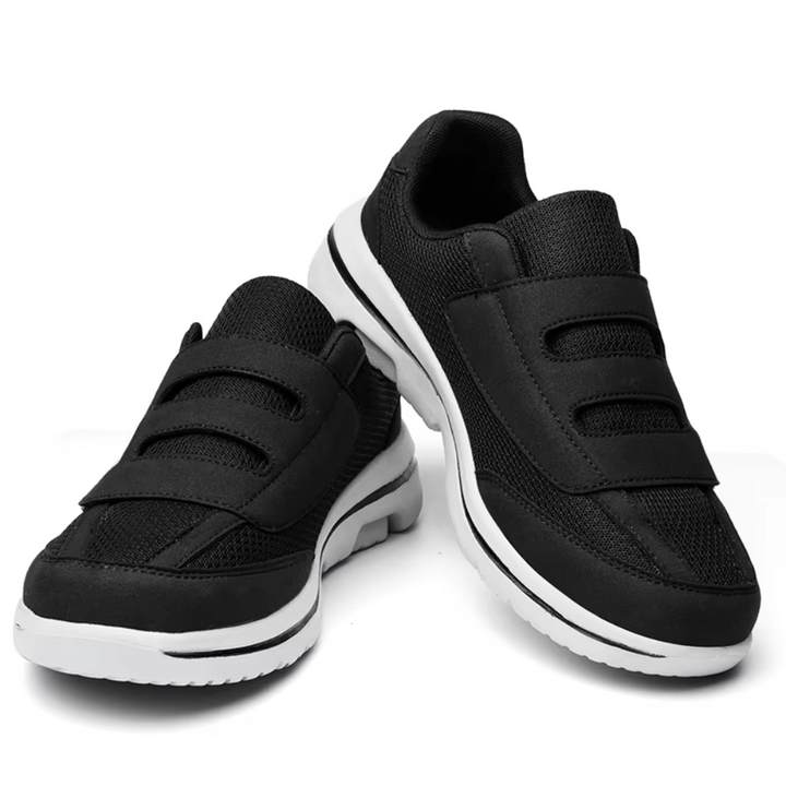 Padded heel of women's adjustable orthopedic slip-on shoe, wide fit for all-day comfort & essential foot support.