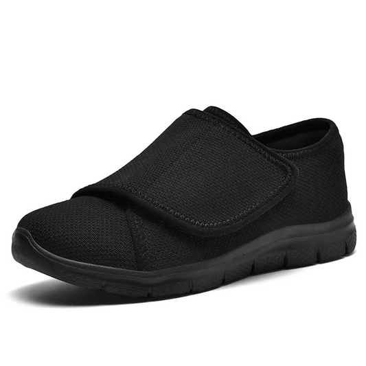 Women's wide fit walking shoes with adjustable straps, designed for comfort & support during daily wear.