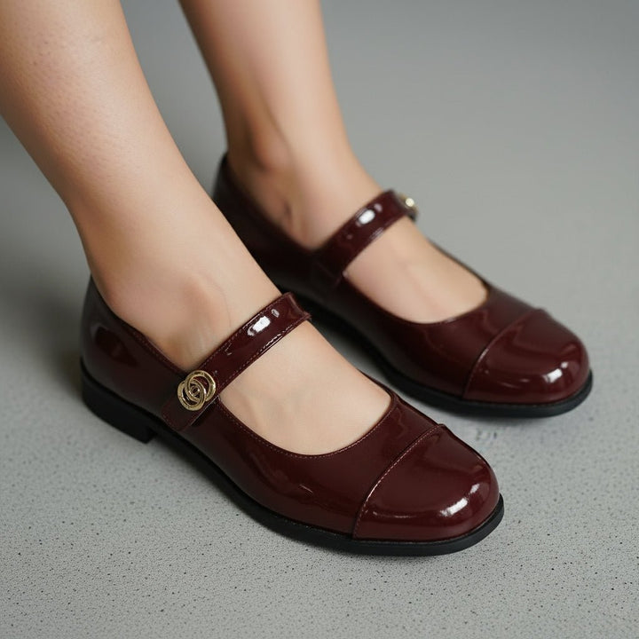 Smart casual Mary Jane flats for women, wide toe box, arch support.