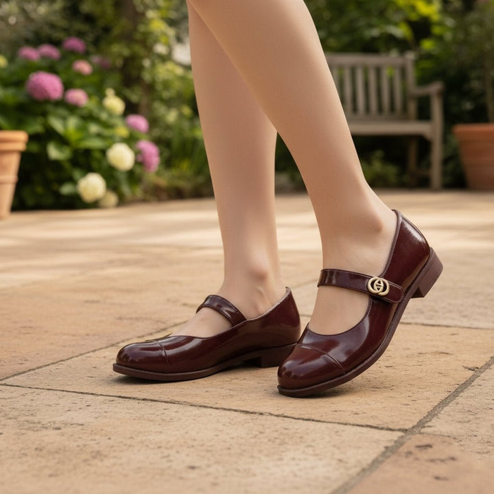 Stylish Mary Jane flats for women, wide toe box, arch support, classic design.