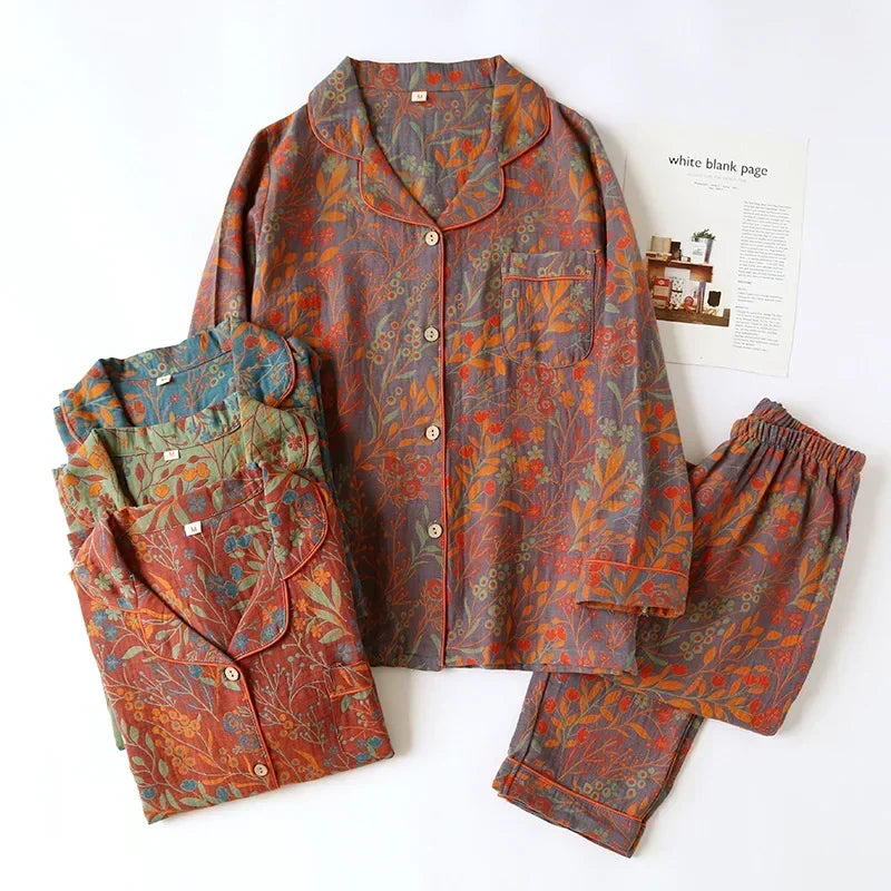 Elegant women's loungewear: Wildflower floral print pajama set with a relaxed, comfortable fit.