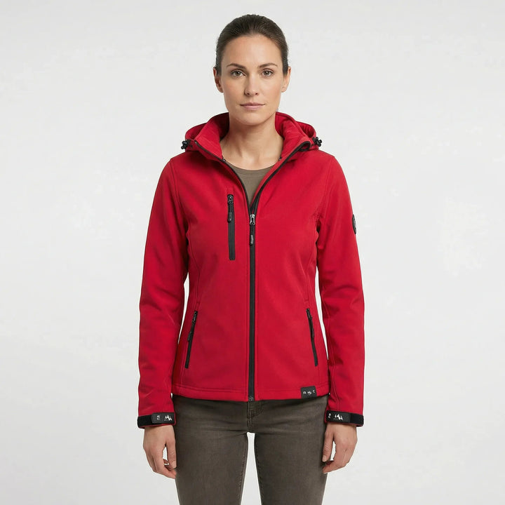 Stylish women's windproof hooded jacket, perfect for active wear, casual outings & everyday comfort. Full zip design.