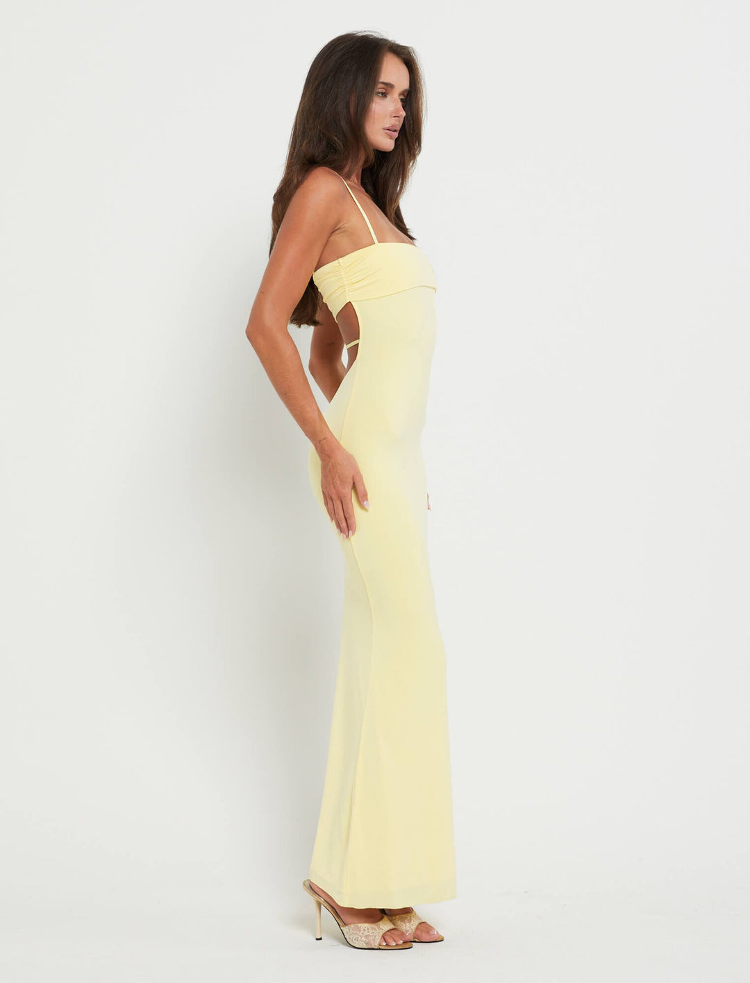 Strapless maxi gown for women, Zest Hour backless design, ideal for special occasion elegance.