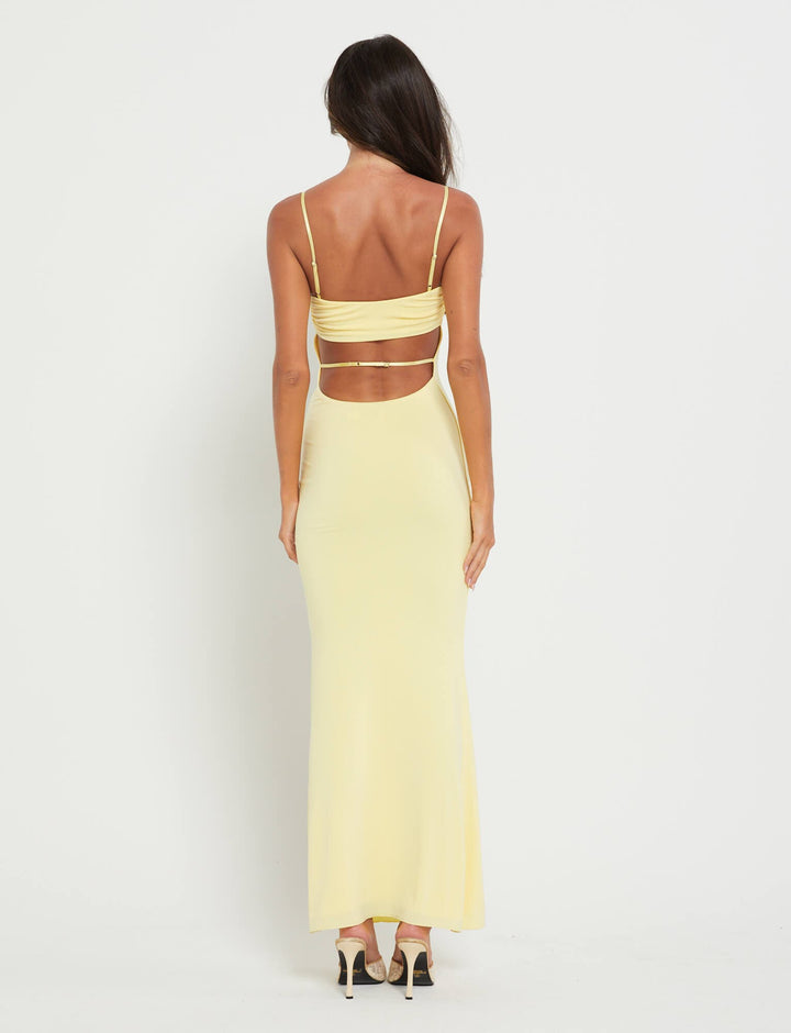 Elegant Zest Hour women's backless bandeau dress, perfect party wear for sophisticated evenings.