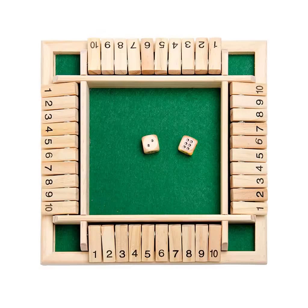 Kids learning wooden Montessori dice game for preschoolers. Educational toy improving math & logical thinking.
