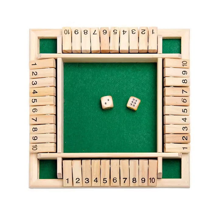 Kids learning wooden Montessori dice game for preschoolers. Educational toy improving math & logical thinking.