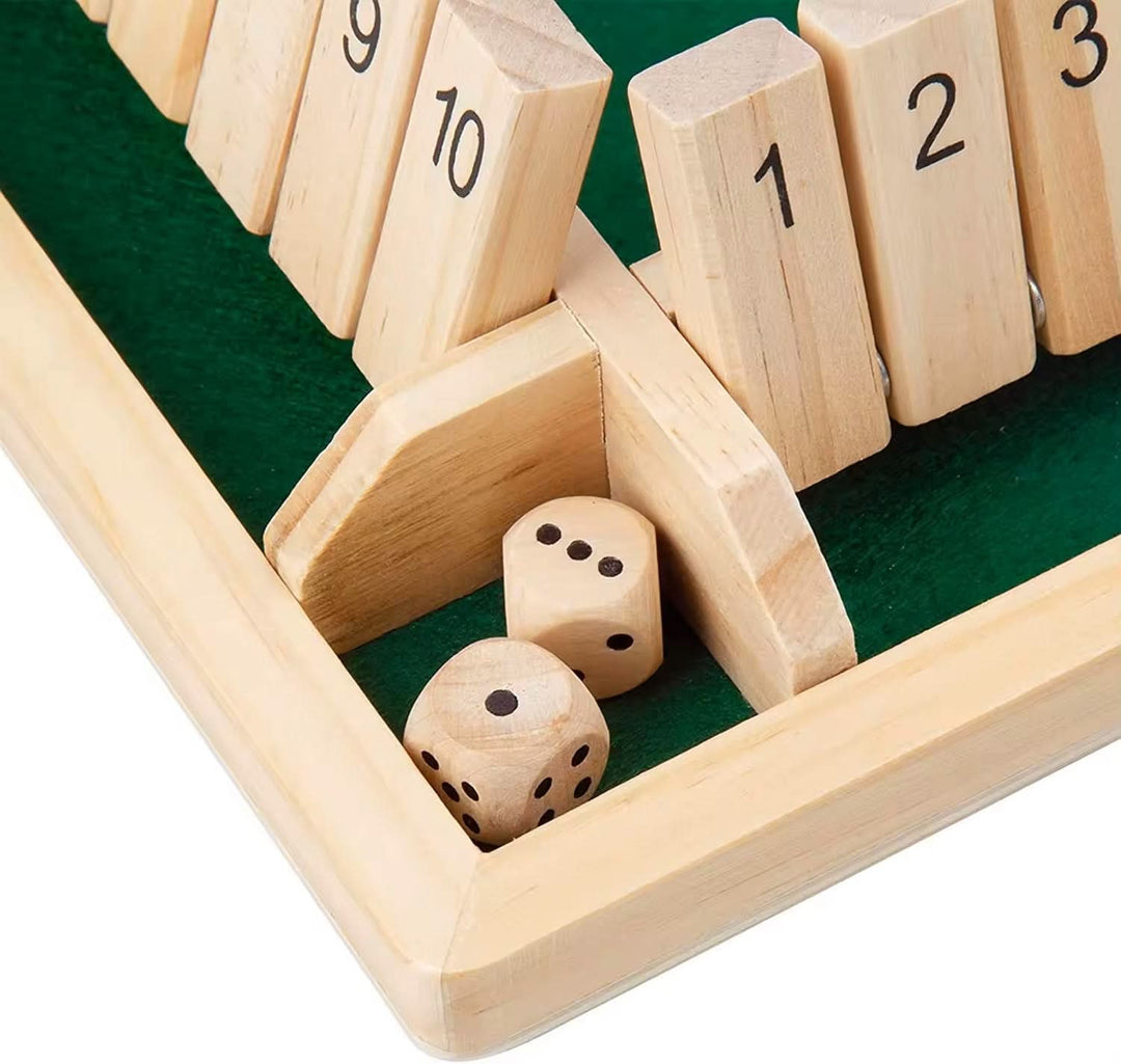 Natural wood children's dice game. Hands-on Montessori toy for developing math skills & concentration.