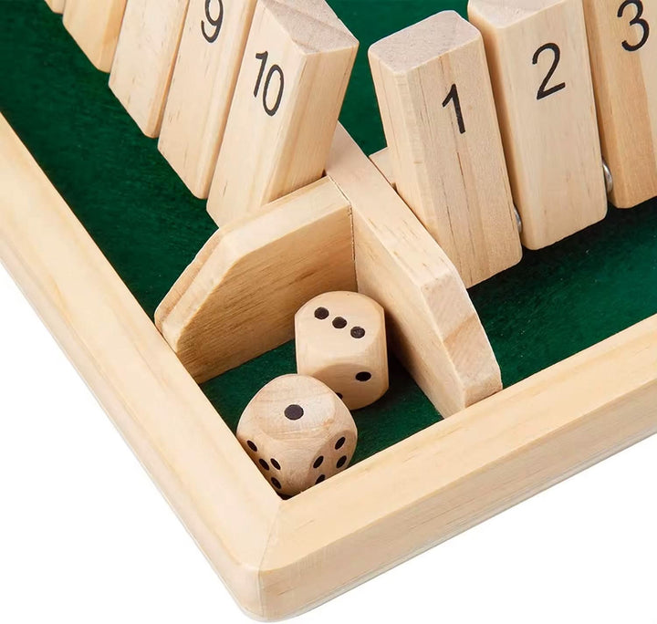 Natural wood children's dice game. Hands-on Montessori toy for developing math skills & concentration.