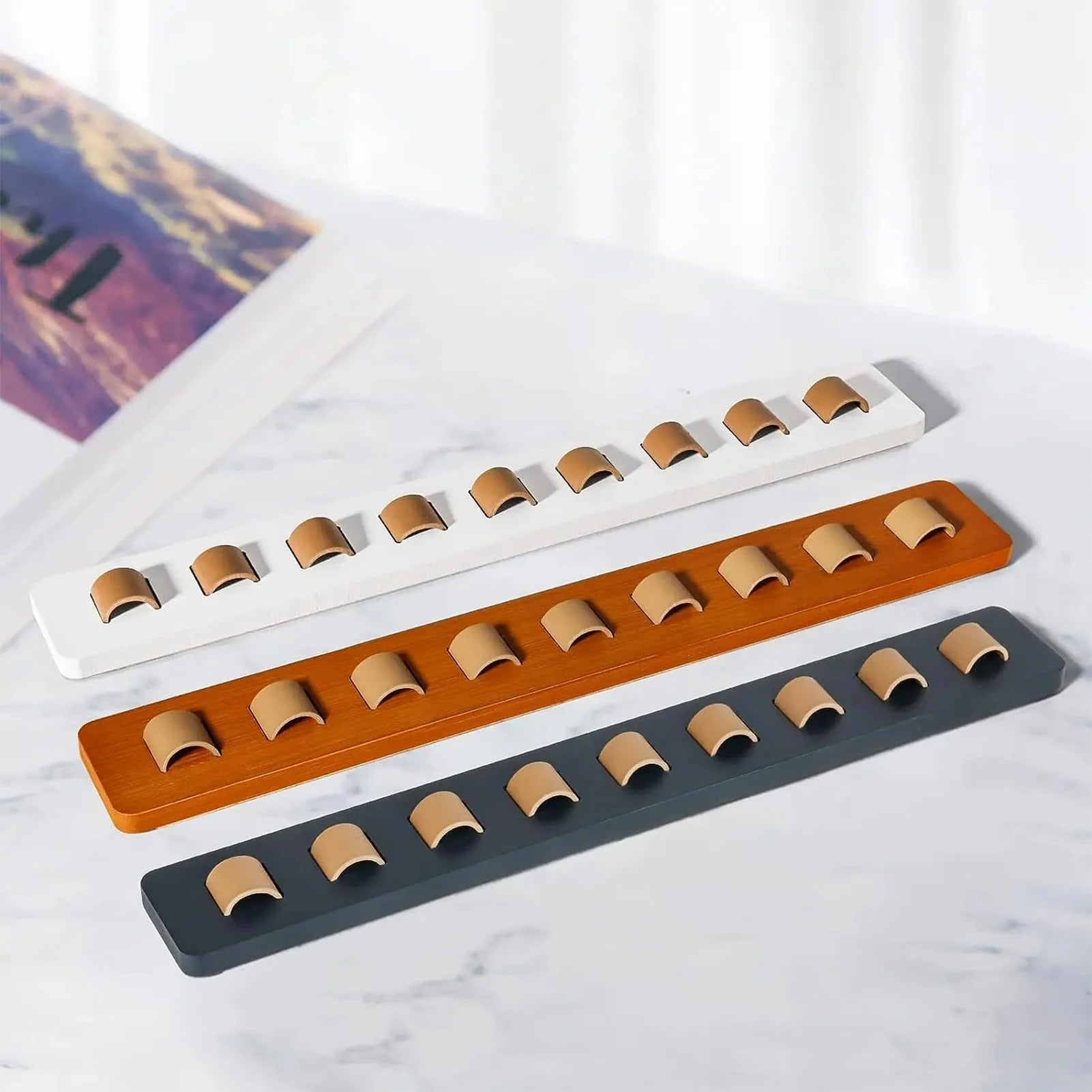 Rustic bamboo wall organizer for glasses and sunglasses, a space-saving home decor solution.