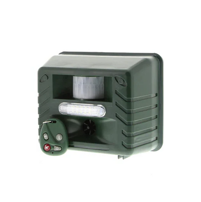 Woodpecker ultrasonic repeller for humane bird control & garden protection. Solar-powered outdoor pest deterrent.