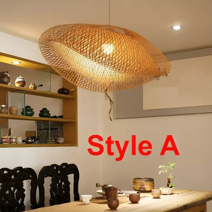 Eco-friendly woven rattan pendant lamp, bringing natural decor & warm lighting to any room.