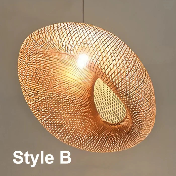 Decorative natural rattan pendant light, a bohemian ceiling fixture for elegant home lighting.