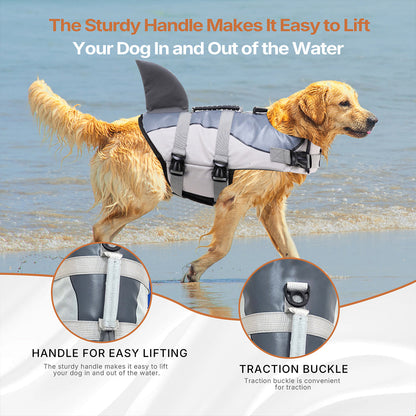 Colorful fish dog life vest, vibrant pet buoyancy aid for water fun and safety