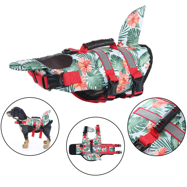 Frog dog life vest, comfortable pet buoyancy aid with adjustable straps for swimming