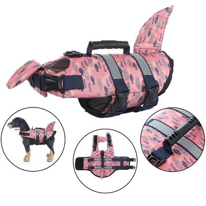 Crocodile dog life vest, robust pet safety gear with reflective strips for visibility