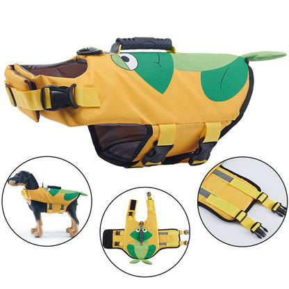 Mesh underbelly of dog life vest, providing ventilation and quick drying for pets