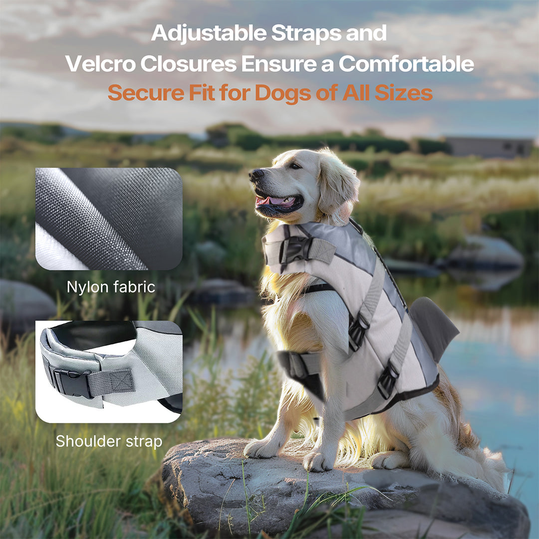 Green frog dog life vest, pet swimming aid, animal design with secure buckles
