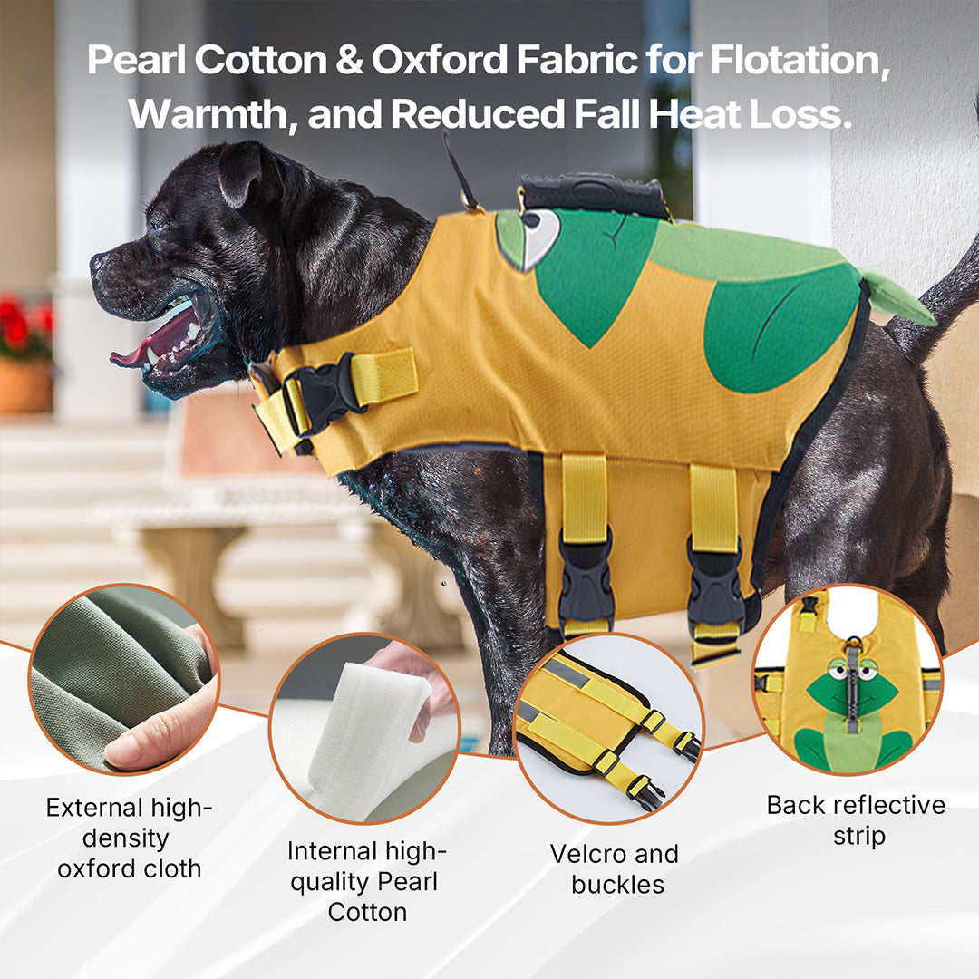 Cute crocodile dog life vest, pet safety for swimming, outdoor pet accessories